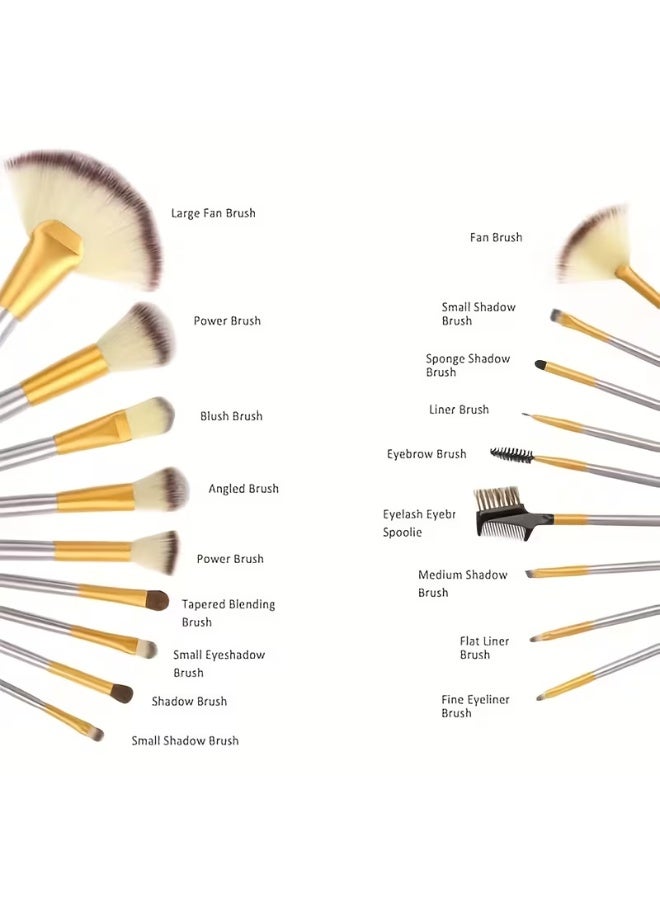 BLOOMING TIME 18 Pcs Makeup Brush Set Professional Wood Handle Premium Synthetic Kabuki Foundation Blending Powder Concealers Eye Shadows Brush Tool - Image 3